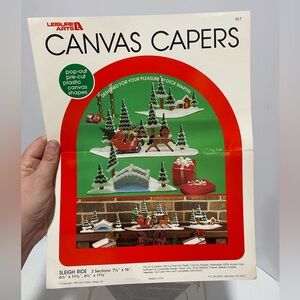 1985 Leisure Arts Canvas Capers Sleigh Ride Kit #461 NEW/UNUSED in Open Package